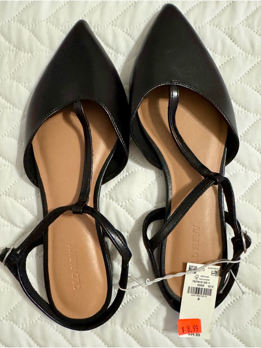 Old Navy Black Pointed T-Strap Flats